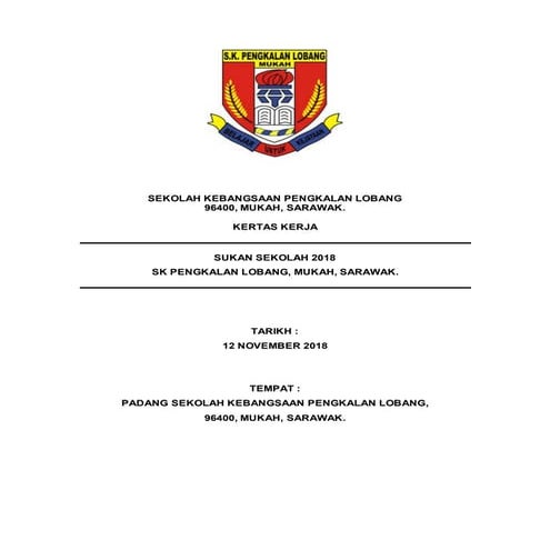 Kertas Cadangan Sukan Sekolah 2018