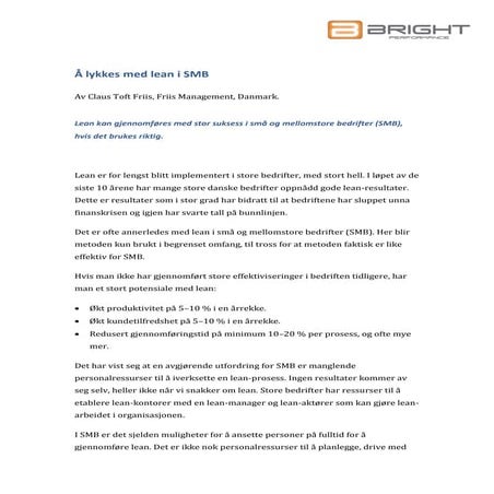 Suksess med lean i smb