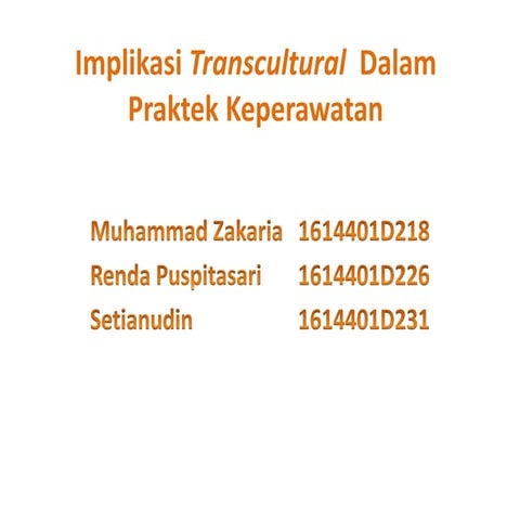 implikasi transcultural dalam praktek keperawatan