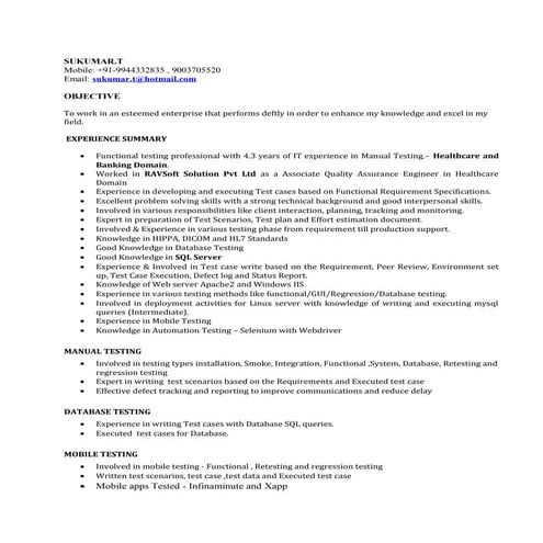 Sukumar resume