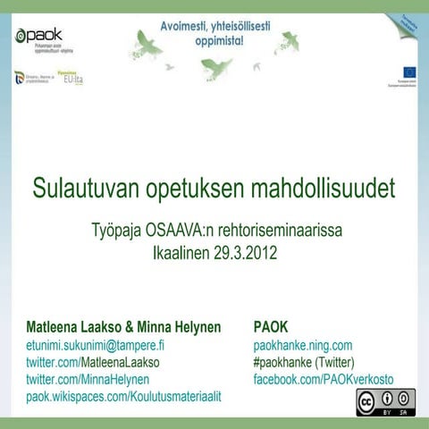 Sulautuvan opetuksen mahdollisuudet