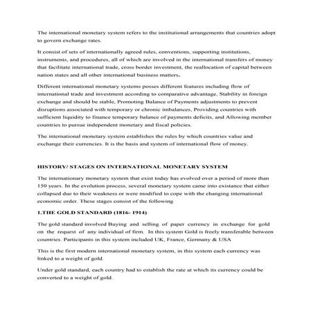 The history of international monetary system