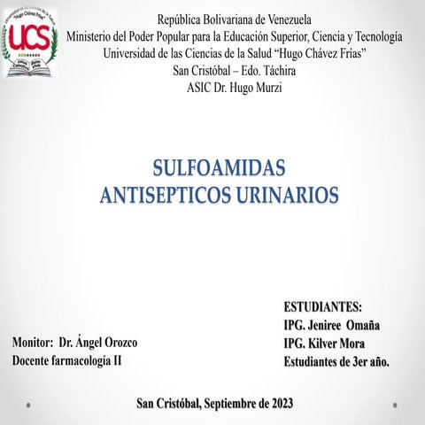 SULFOAMIDAS, ANTISEPTICOS URINARIOS.pptx