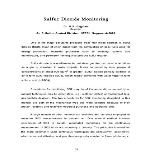 Sulfur dioxide monitoring