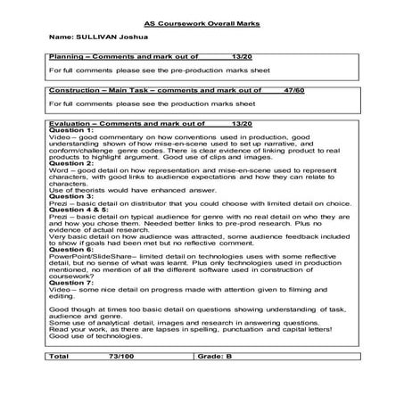Sullivan joshua as cw evaluation and overall feedback sheet