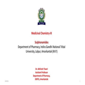 Sulphonamides,  Medicinal Chemistry-III,