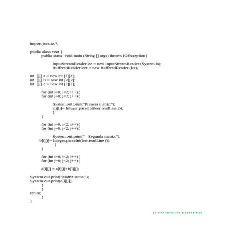 Suma 2 matrices. en java