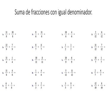 Suma de fracciones con igual denominador