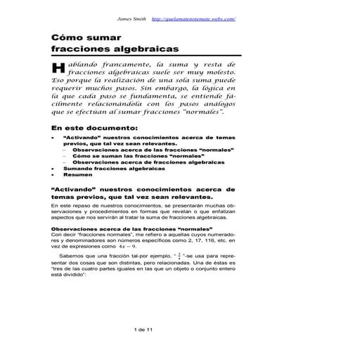 Cómo sumar fracciones algbráicas