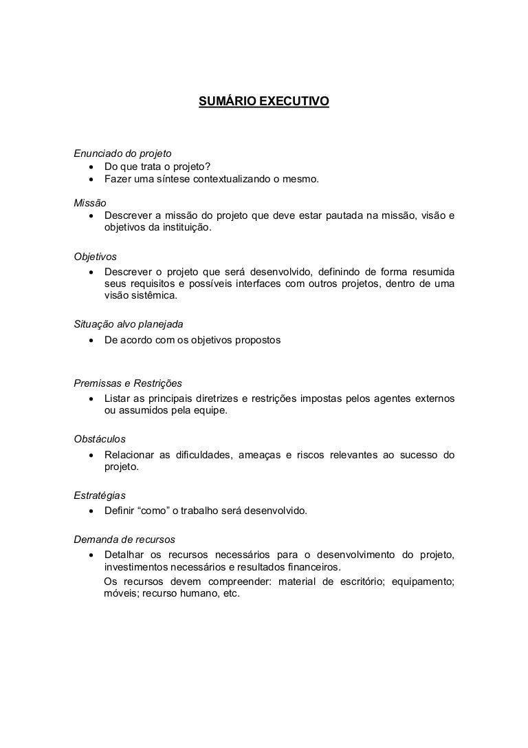 Como escrever um Sumario Executivo Como escrever um Sumario Executivo