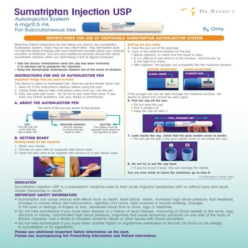 INSTRUCTIONS FOR USE OF DISPOSABLE SUMATRIPTAN AUTOINJECTOR SYSTEM | PDF