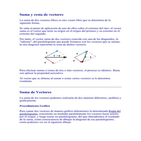 Suma y resta de vectores | DOCX