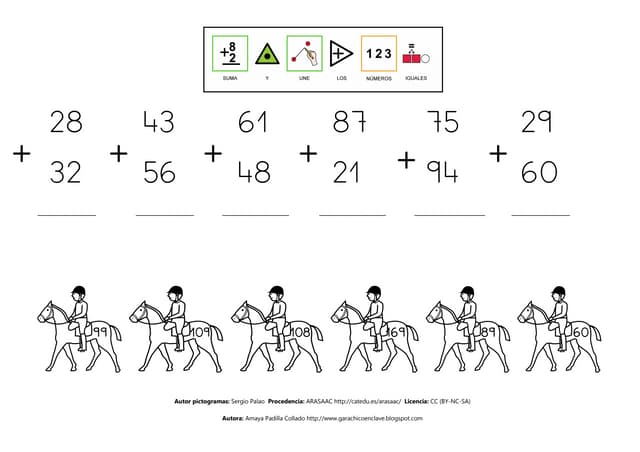 Suma y une el número igual 2