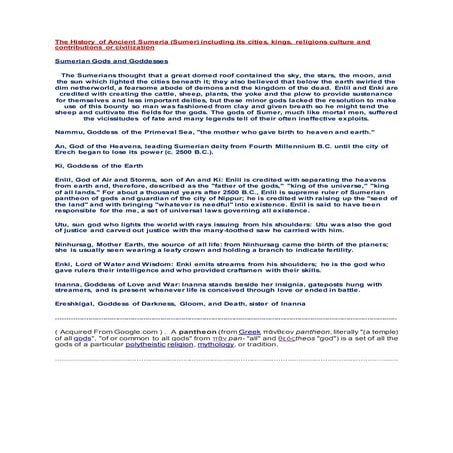 Sumerian gods and goddesses ( from google.com )