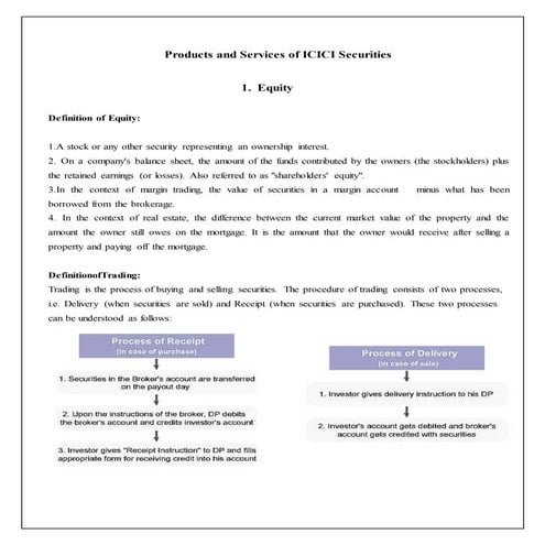 ICICI SECURITIES PROJECT REPORT 