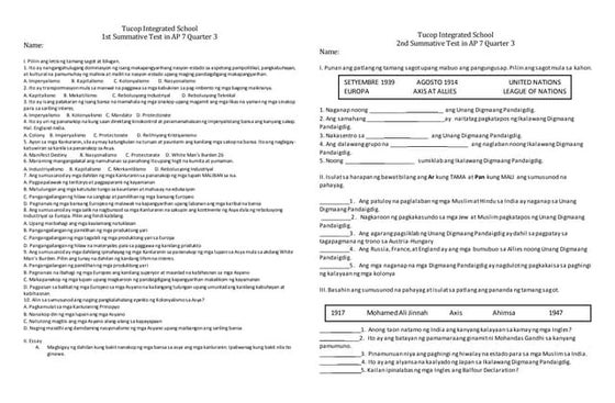 Ap 7 3rd quarter exam | PDF