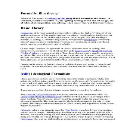 Summarised theory list