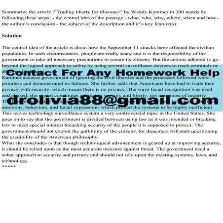 Summarize the article Trading liberty for illusions by Wendy Kam.pdf