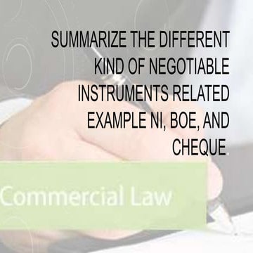 INSTRUMENTS RELATED EXAMPLE NI, BOE, AND CHEQUE | PPTX