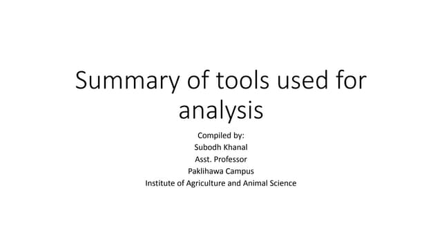 Summary of statistical tools used in spss