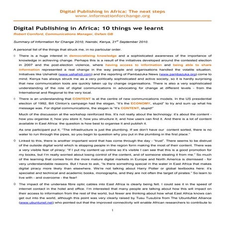  Digital Publishing in Africa: 10 things we learnt