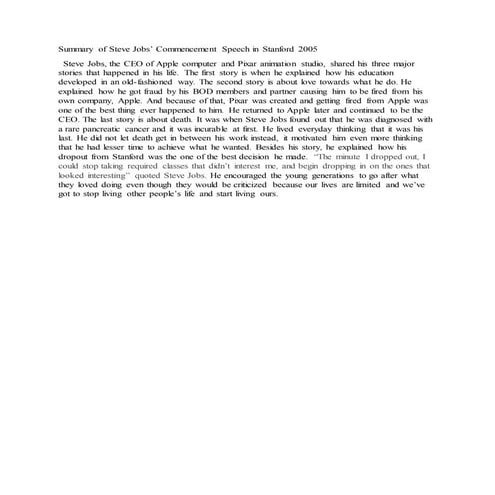 Summary of steve jobs