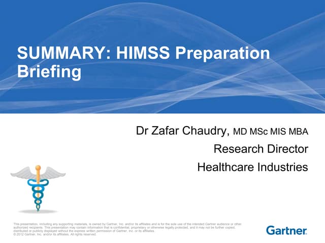 Summary HIMSS Preparation Briefing
