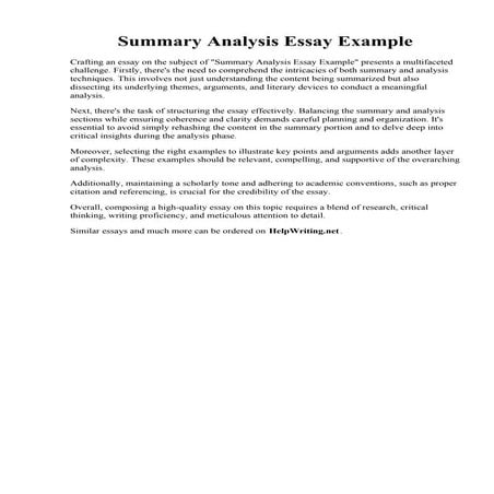Summary Analysis Essay Example. Research paper summary example. The ...