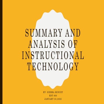 Summary & Analysis of Instructional Technology