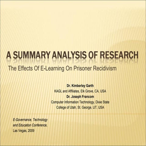 Summary analysis of research on eLearning