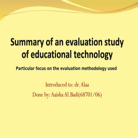 Summary Of An Evaluation Study Of Educational Technology 1