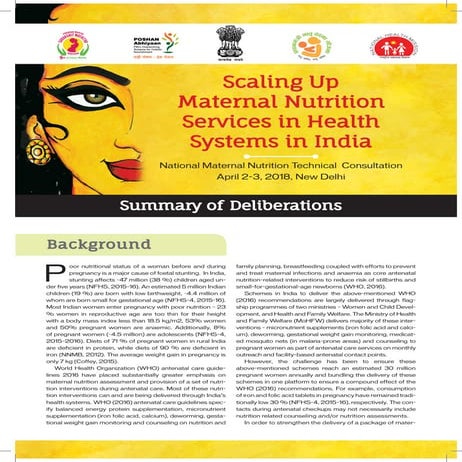 Summary of april 2 3 meeting on india national maternal nutrition meeting
