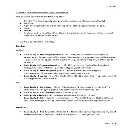 Summary of case studies 2014 D Group