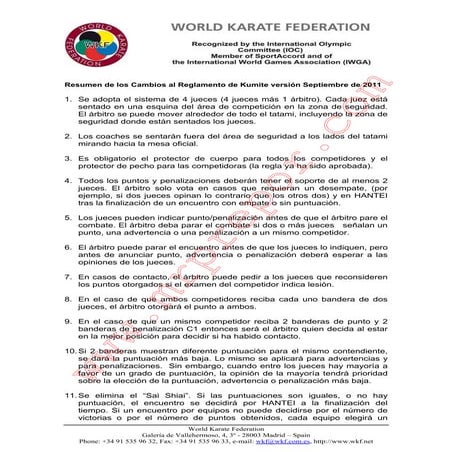 nuevas Reglas de Kumite de la WKF