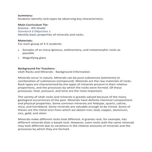 Summary of how to classify minerals