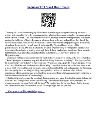 I stand here Ironing, summary. | PDF