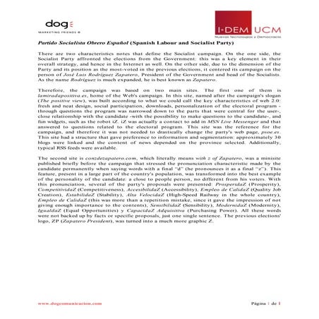 Summary Of La CampañA Electoral EspañOla (Marzo, 08) En La Web 2.0