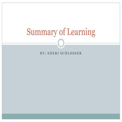 Summary of Learning