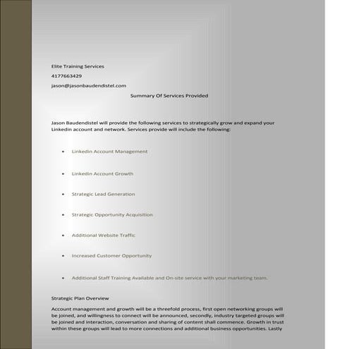 Summary of linkedin services provided