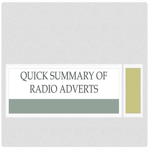 Summary of radio adverts