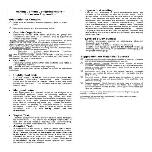 SIOP Lesson Preparation