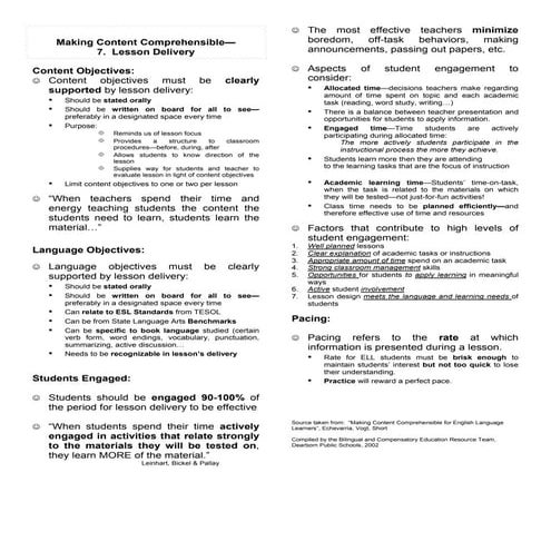 SIOP Lesson Delivery