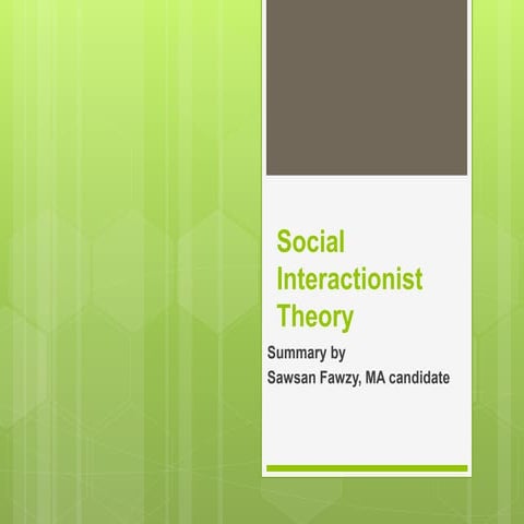 Summary of SLA Social Interactionism Theory & Its Learning Application Models