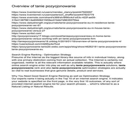 Overview of tanie pozycjonowanie