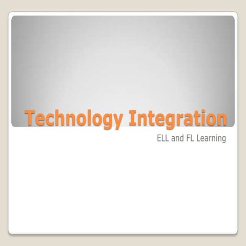 Summary of technology integration strategies for ell and fl learning