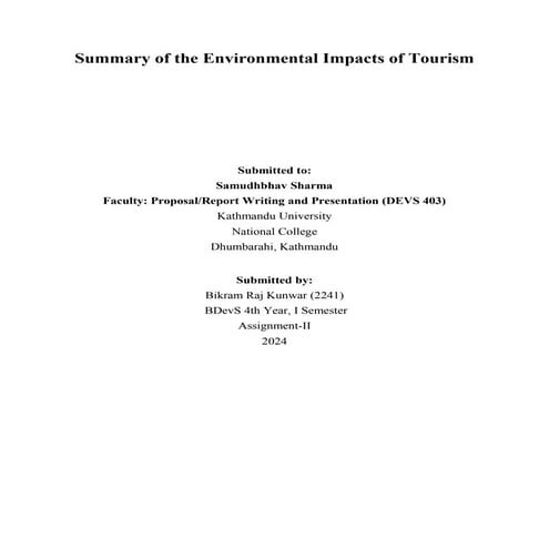 Environmental impact of tourism | PPT