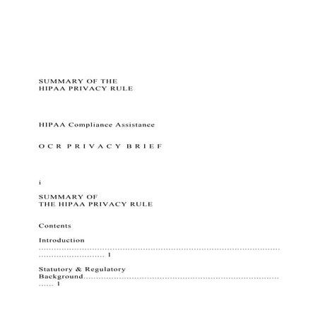 SUMMARY OF THE  HIPAA PRIVACY RULE HIPAA Com.docx