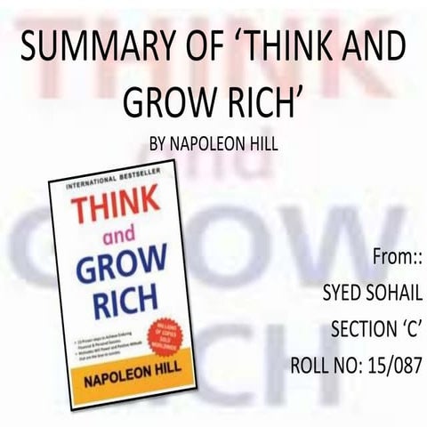 Summary of ’THINK AND GROW RICH' by NAPOLEON HILL