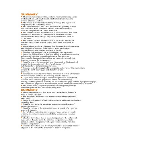 Summary (refrigeration and air conditioning )
