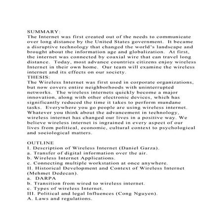 SUMMARYThe Internet was first created out of the needs to commu.docx